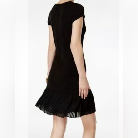 NWT Michael Kors Women’s Black Crew Neck Short Sleeve Pleated Hem Dress SzP/S - Picture 7 of 16